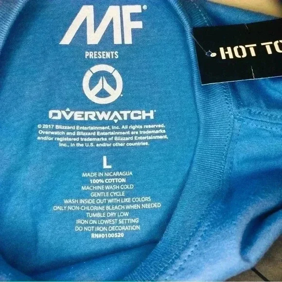 Overwatch D.Va T Shirt Large Cosplay Unisex Blue Graphic Blizzard Hot Topic NWT - Picture 4 of 8